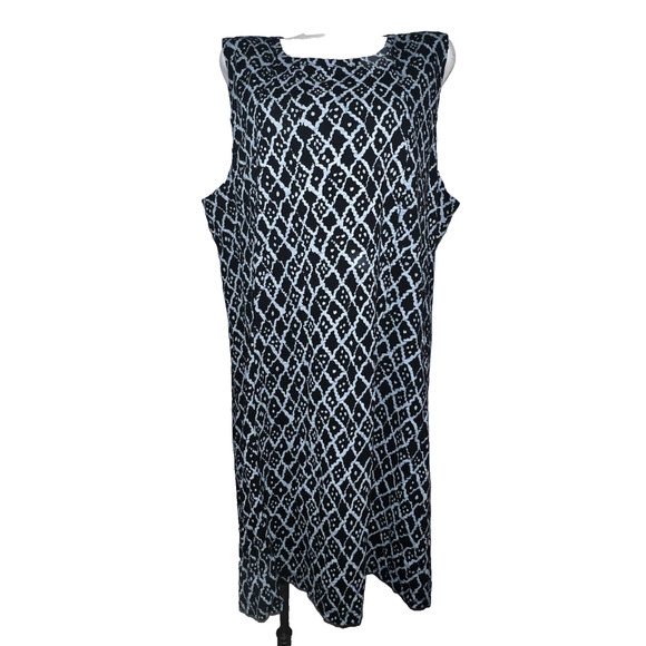 FRESH PRODUCE Women's Plus Size 2X Blue Print Sleeveless 100% Cotton Tank Dress - Picture 1 of 6